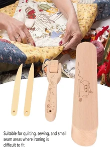 Prensa de madera para costura, 1 rodillo de costura y juego de herramientas de acolchado y costura: ideal para alisar y prensar costuras, adecuado para sastres y artesanos expertos