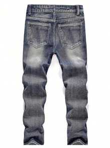 Vintage Distressed Slim Fit Men's Denim Jeans, Emo Style