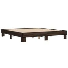 Elegant Brown Oak Bed Frame 200x200 Cm Stylish Design No Mattress Included - Brown - View 5