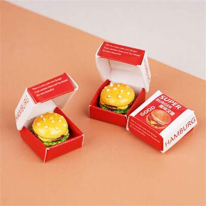 5 件迷你逼真可爱汉堡模型装饰玩具、迷你玩具、玩具、微型