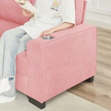 83.86"Snowfleece Fabric Sofa Modern Compressed Couch 3-Seater Sofa Furniture For Living Room Bedroom Office Pink - 粉紅色如圖 - 查看 10