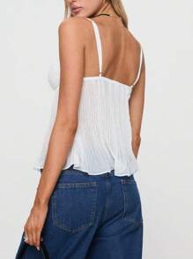Women Y2k Crop Cami Tops Sexy Pleated Camisole Spaghetti Strap Bow Decor V-Neck Lace Tank Tops Summer Going Out Tops Backless Shirt Aesthetic Clothes Streetwear - 白色 - 查看 2