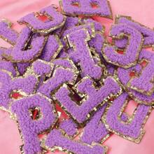 26pcs Iron-On Golden Border Embroidered English Chenille Letter Patches, DIY School Team Alphabet Applique Suitable For Hats, Shirts, Jeans, Bags (Multiple Colors Available) - Multicolor - View 4