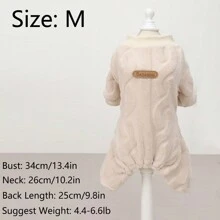 1入組卡其色麻花編織寵物四足搖粒絨套頭衫,合適適用於貓和小狗,適用於日常穿著 - 卡其色 - 查看 12