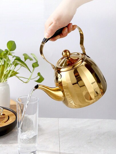 1.0L Stainless Steel Tea Pot With Gold-Plated Middle Eastern Style Tea Infuser