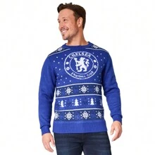 Chelsea F.C. Christmas Jumpers Warm Cosy Football Xmas Jumper M-3XL Gift - Blue - View 1