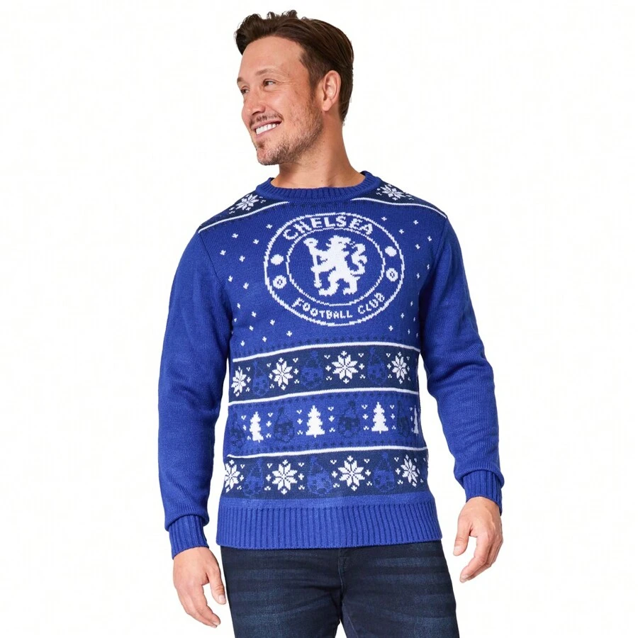 Chelsea F.C. Christmas Jumpers Warm Cosy Football Xmas Jumper M-3XL Gift - Blue - View 1