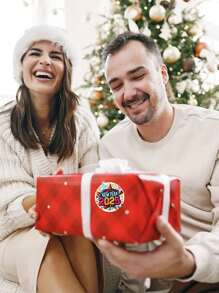 500 张/卷 2025 新年快乐涂鸦风格自粘贴纸，烟花派对气氛庆祝蛇年新年寒假圆形贴纸标签，礼品 DIY 装饰包装卡片信封密封派对用品，防水 PVC 贴纸 - 彩色 - 查看 4