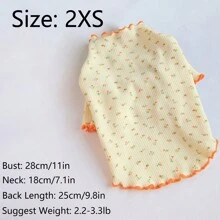 1pc Orange Ditsy Floral Pet Sweater, Suitable For Cats And Small/Medium Dogs, Suitable For Everyday Wear