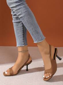 Nuovi sandali eleganti con cinturino e tacco alto con punta aperta, sandali estivi con tacco per signore 2024 con punta sexy a punta, stile romano con schiena aperta