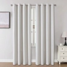 1pc/2pcs Optional Linen-Like Blackout Curtains, 100% Blackout Window Curtain Panels For Bedroom, Living Room, Dining Room, Thermal, Insulated, Water-Resistant, Home Theater Use With Eyelets - White - View 33