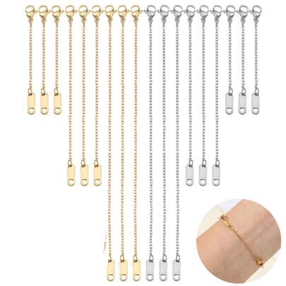 3/6/12pcs Stainless Steel Chain Extender, Necklace Bracelet And Anklet Necklace Chain Extender, Used For Jewelry Making (2.36in 3.93in 5.90in)