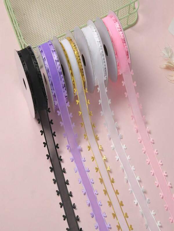 1pc 5 Yards 2.5cm Valentine's Day Heart Pattern Organza Ribbon DIY Craft Supplies Bowknot