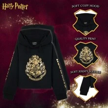Harry Potter Hoodie Soft Cosy Hogwarts Hooded Sweatshirt - Black - View 3