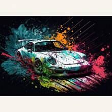 1 件墙面艺术海报可选框架彩色车辆海报帆布艺术流行涂鸦豪华汽车印刷壁画现代墙壁艺术挂画家居装饰无框流行