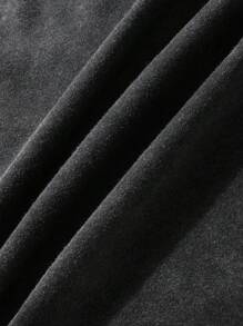 Moletom com capuz masculino com estampa gráfica e slogan desgastada, moletom casual estilo rua - Preto - Ver 5