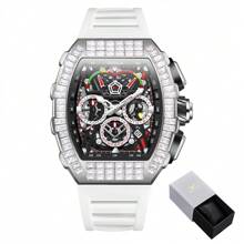 ONOLA Fashion Brand Waterproof Mechanical Watch Automatic Movement Men Luxury Watch Men Wristwatches Diamond Watch Men - 白色 - 查看 3