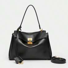 Designer Brands ﻿Tote Bags For Women,  Big Handbags And Crossbody Bags, Black Cowhide Purses And Bags Women, Genuine Leather High-End Large Capacity, Underarm Adjustable Shoulder Bag, Black Gold Buckle Soft Leather Adjustable Shoulder Strap, Business Casual Women Bag, Travel, Daily Commutes And Outings, Travel Essential, Valentine's Day - 黑色 - 查看 5