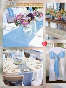 5pcs Satin Table Runner, 12 X 108 Inch, Wedding Decorative Tablecloth, Suitable For Wedding, Party, Birthday, Valentine's Day Table Decor, Can Be Tied Into Bows For Chair Covers