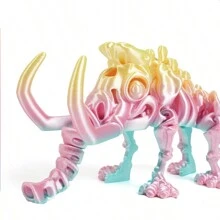 3D Printed Mammoth Action Figure - Elastic Movable Mammoth Model - Mammoth Statue With Flexible Joints - Collectible For Enthusiasts - Desktop Display - Birthday/Holiday Gift - Multicolor - View 4