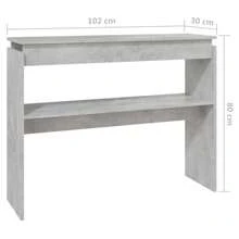 Stylish Concrete Grey Console Table With Engineered Wood Design 102x30x80 Cm Modern Home Furniture - Grey - View 5