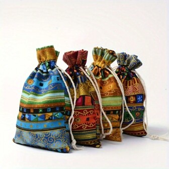 24 件几何图案束带礼品袋 - 多功能袋，可装珠宝、零食、工艺品 - 适合婚礼、生日、周年纪念日、派对 - 万圣节、复活节、感恩节、斋月情人节等节日主题