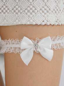 1 pièce Jarretière de mariée grande taille, accessoire de mariage décoré de papillon en dentelle élastique, Saint-Valentin