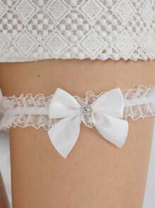 1 pièce Jarretière de mariée grande taille, accessoire de mariage décoré de papillon en dentelle élastique, Saint-Valentin