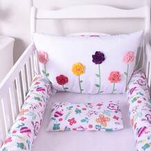 女孩婴儿床套件 印花 Micropercal Mil Flores - 06 件