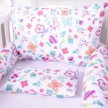 女孩婴儿床套件 印花 Micropercal Mil Flores - 06 件