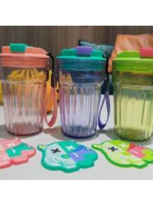 Copo com Tampa de 450ML Com Alça de Porta-Copo para Suco / Café / Refrigerante