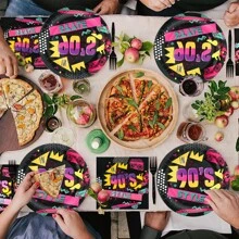 10/20 chiếc phụ kiện tiệc theo chủ đề Vaporwave Disco phong cách thập niên 90 họa tiết Graffiti, bao gồm đĩa tiệc phong cách Graffiti 7"/9" thập niên 90 và khăn ăn phong cách Graffiti thập niên 90, thích hợp cho tiệc sinh nhật, họp mặt, tụ họp gia đình, dã ngoại ngoài trời, tiệc mừng năm mới, kỷ niệm - Nhiều màu - Xem 4