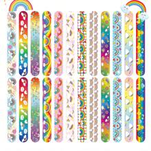 36 piezas Pulseras tipo snapbracelets de colores del arcoíris, 12 diseños diferentes con tema arcoíris, regalos de intercambio del Día de San Valentín, suministros de decoración para relleno de cajas de regalo y fiestas de cumpleaños