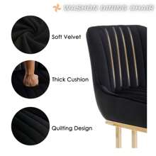 WAHSON OFFICE CHAIRS 2PCS Wahson Velvet Bar Chair Gold Leg Bar Chair Bar Stool, Bar Stool With Thick Cushion - Black - View 3