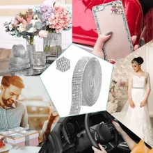 1 Yard 6 Rows Of Crystal Rhinestone Strips - Self-Adhesive, Sparkling Stickers, Suitable For DIY Art, Crafts, Wedding And Holiday Party Decoration, Car Phone Decoration, Clothing Accessories, Shoe And Hat Accessories, And Other Gift Creativity!