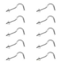 10pcs Stainless Steel Round Ball Nose Studs & Cone S-Post Nose Rings Piercing Jewelry