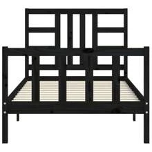 Solid Wood Pine Single Bed Frame Black 90x190 Cm No Mattress Included - Black - View 5