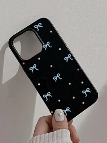 1pc Apple Phone Case With Small Blue Bow Dot Detail By GUCADI - Multicolor - View 2