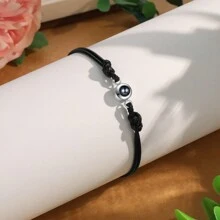 1 szt. Niestandardowa bransoletka z projekcją zdjęć, magnetyczne bransoletki dla par dla kobiet i mężczyzn, niestandardowe bransoletki ze zdjęciem w środku, niestandardowa bransoletka z projekcją zdjęć, spersonalizowane pasujące bransoletki dla par, pasujące bransoletki z serduszkami dla chłopaka i dziewczyny, najlepsza przyjaciółka, spersonalizowana bransoletka dla pary w kolorze srebrnym/różowym złocie/złotym/czarnym, prezenty dla kochanków, prezenty pamiątkowe dla pary ukochanej osoby na urodziny, rocznicę, walentynki