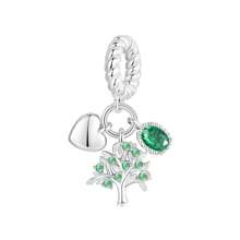 bamoer 1 pièce Pendentif Charm Arbre de Vie Argent Sterling 925 Vert avec Trèfle à Quatre Feuilles Chanceux et Perles Zirconia, Compatible avec Bracelet et Collier Originaux, Cadeau de Bijouterie DIY