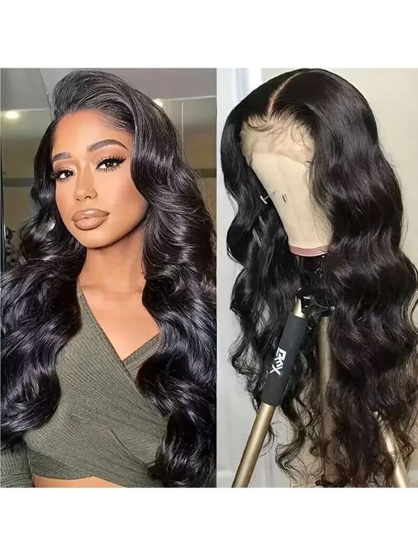 Parrucca frontale in pizzo con onde del corpo da 36 pollici, capelli umani pretrattati, Pizzo frontale trasparente 13x4, con baby hair, densità 180%, capelli umani , parrucche frontali in pizzo per donna, nero naturale, onde del corpo, parrucche frontali in pizzo nere lunghe, parrucche a onde del corpo umane senza colla, per 13*4 parrucca frontale in pizzo trasparente, parrucche a onde del corpo nere (parrucche bob da 8-16 pollici)