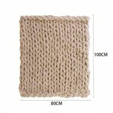 Living And Home Hand-Woven Chenille Blanket For Couch And Bed - Khaki 80cm L X 100cm W - View 7