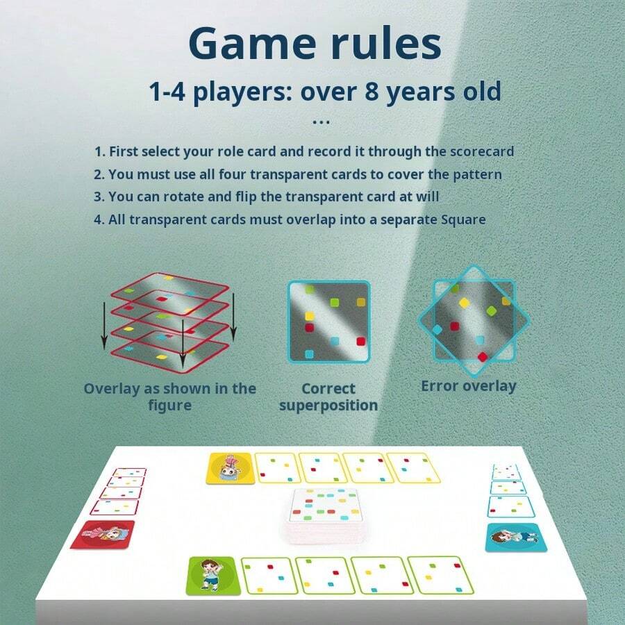 4-Player Puzzle Table Game, Stacking Block Card Game, Chess Board Game ...