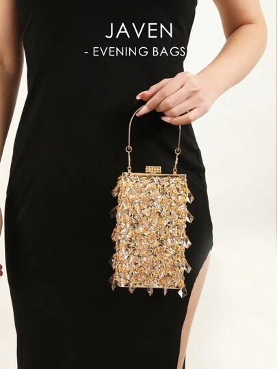 輕便,商務休閒迷你極簡珠 & 亮片裝飾盒包晚宴包,晚餐包迷人,優雅,精美,靜謐奢華鑽石釦扣手拿包適合派對女孩,女人,新娘,完美適用於聚會,晚宴/宴會場合