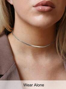 FOREVER QUEEN 925 Sterling Silver Flat Snake Blade Plain Chain Necklace Adjustable Herringbone Chain Necklace, Snake Chain Necklace, Choker Necklace, Gift For Her, Christmas Gold Chain Gifts