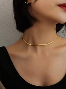 FOREVER QUEEN 925 Sterling Silver Flat Snake Blade Plain Chain Necklace Adjustable Herringbone Chain Necklace, Snake Chain Necklace, Choker Necklace, Gift For Her, Christmas Gold Chain Gifts