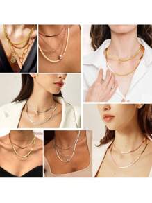 FOREVER QUEEN 925 Sterling Silver Flat Snake Blade Plain Chain Necklace Adjustable Herringbone Chain Necklace, Snake Chain Necklace, Choker Necklace, Gift For Her, Christmas Gold Chain Gifts