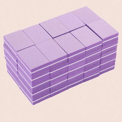 50块/套 紫色高弹海绵块，180/100目，迷你豆腐块，双面塑形、研磨、抛光，适合女士居家及美容院美甲工具（50/30/20/10/2/5/15块）