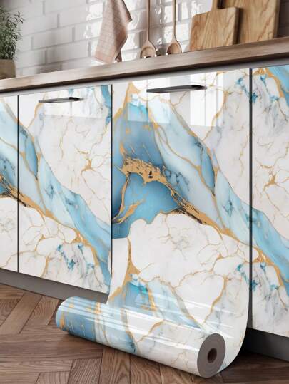 1卷大理石接触纸用于台面剥离和粘贴大理石壁纸用于浴室厨房房车乙烯基防水自粘可移除墙纸卷用于橱柜货架衬垫，翻新贴纸剥离墙板，墙纸，壁纸，春季装饰物品刷新你的家，节日装饰贴纸礼物生日毕业