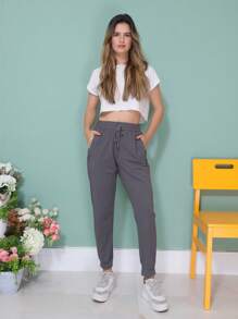 WOMEN'S PANTS, ELASTIC SPORTY - Gris Claro - Ver 2